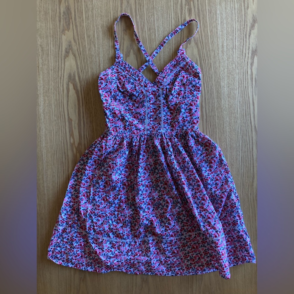 Tommy Girl Patterned Dress with Adjustable Straps and Hidden Zipper